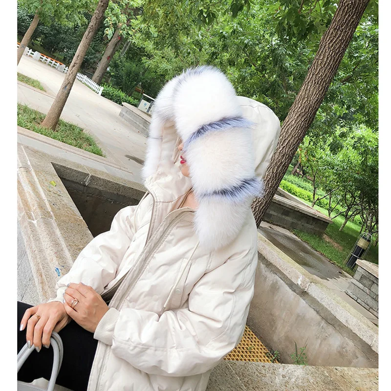 MWFur Winter Season Fashion Factory Custom Big Size Fox Fur Collar Trim for Parka Hood For Fashion Ladies Fur Collar Scarf
