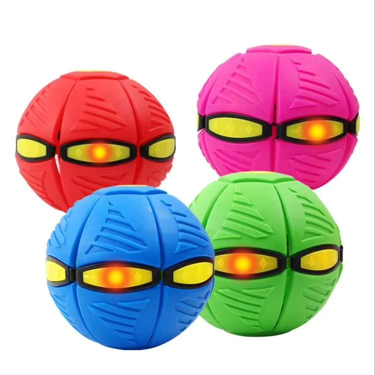 Custom Durable Rubber Tooth Cleaning Outdoor LED Flying Throw Disc Magic Ufo Ball Interactive & Movement Dog Pet Chew Toys