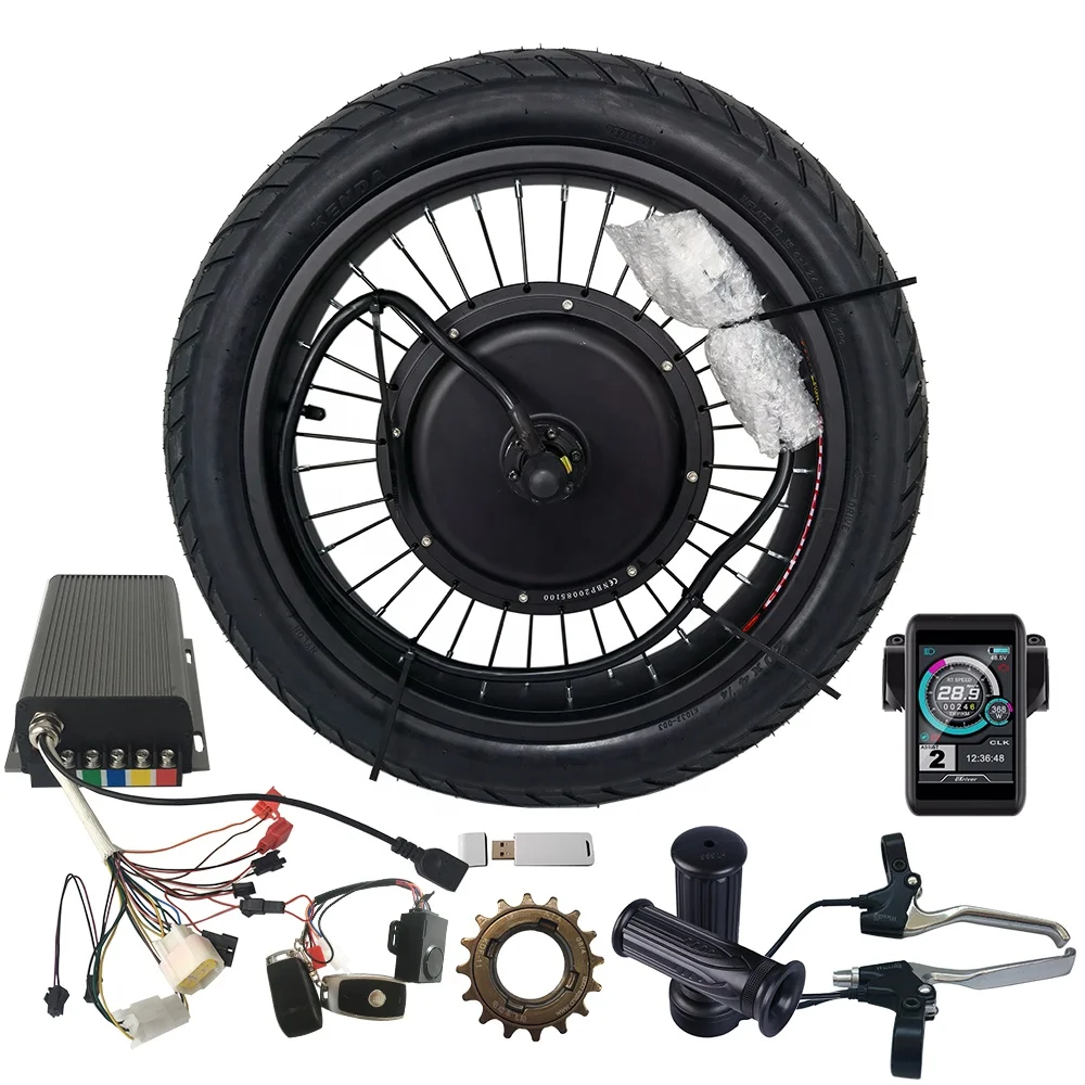 72V 5000W Gearless Hub Motor 20inch Bike Electric Fat Bike Conversion Kits