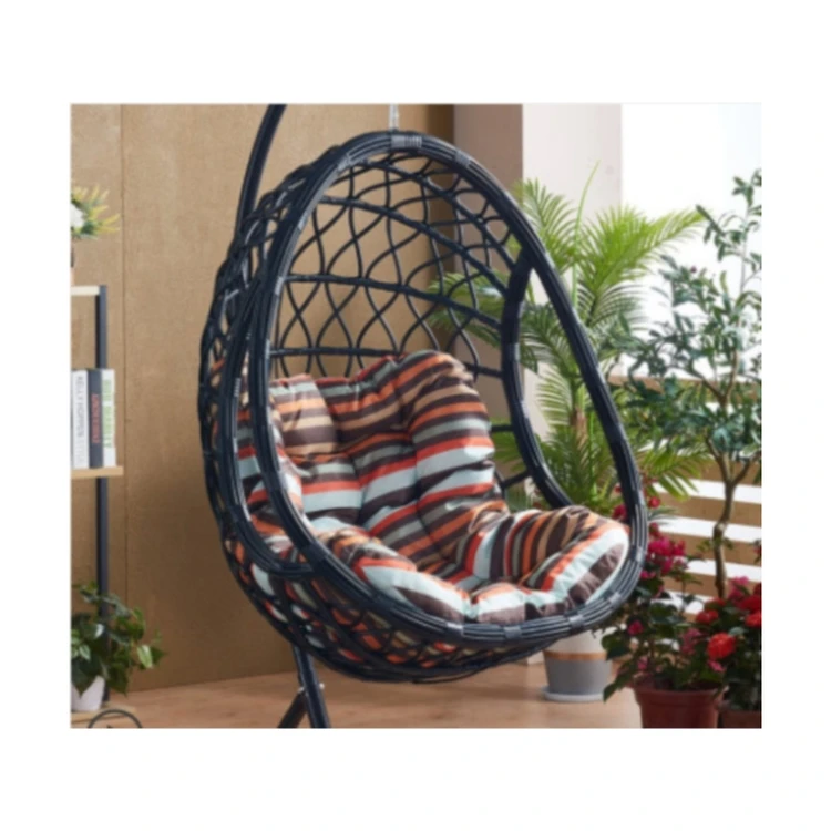 Manufacturer wholesale outdoor furniture rattan hanging chair swing egg chair with stand