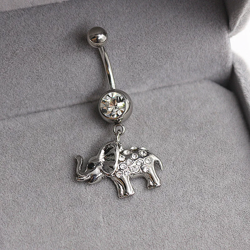  BBR-123 Vintage Body Piercing Jewelry Custom Surgical Designer Elephant Dangle Belly Button