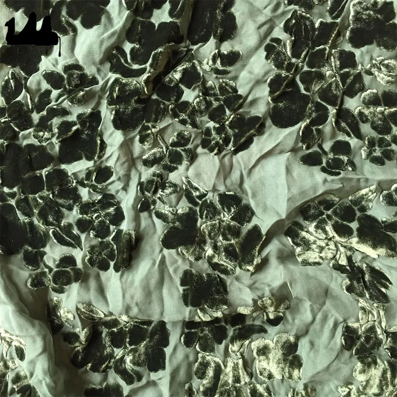 
Customized Woven Silk Viscose Blend Burnout Jacquard Velvet Silk Fabric 