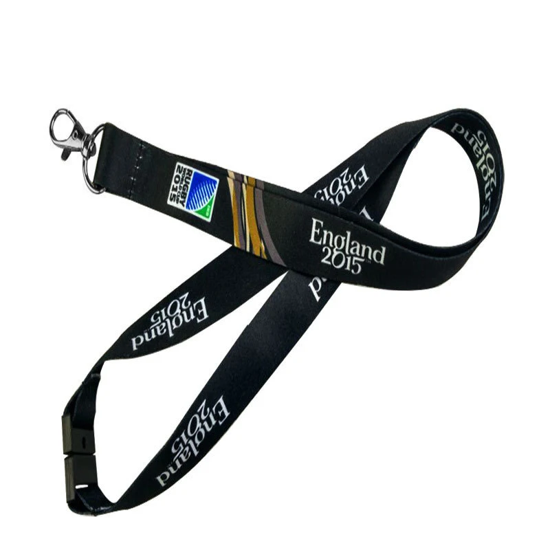 Custom Black Keychain Lanyard With Safety Buckle Clip