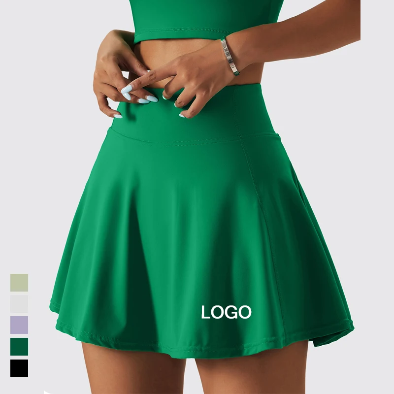 High Quality Golf Skirts Ladies 2 in 1 High Waist Breathable Tennis Skirts Pocket Shorts Women Add Logo Gym Wear