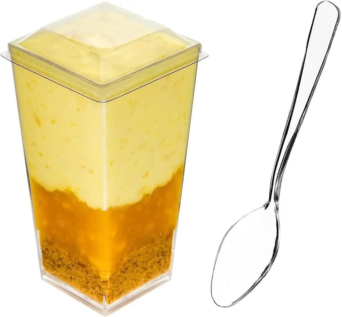 3 oz Plastic Mini Dessert Cups with lids, for Cake Parfait Appetizer Mousse Yogurt Pudding Fruit