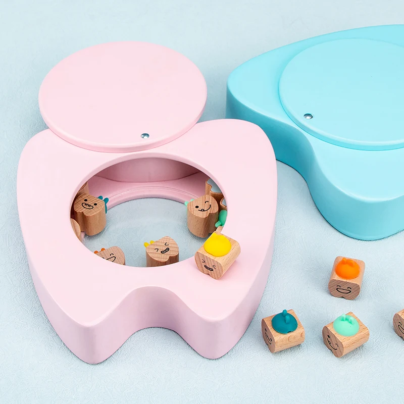 redesign wooden Boys and girls Fetal hair and baby teeth collection box Lovely treasure