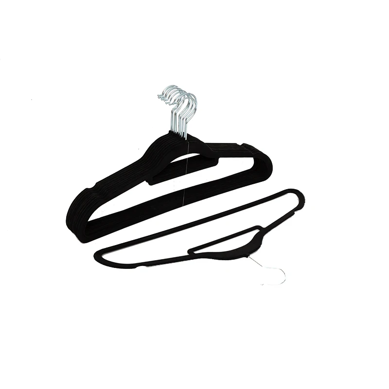YIKAI Wholesale Factory Custom Hanger Durable Plastic Velvet Hangers Black Hangers for Clothing