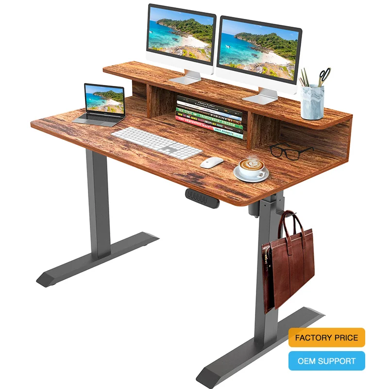 Ergonomic Electric Height Adjustable Standing 120 x 60 cm Computer Desk & Workstation Table Sit Stand Up Desk