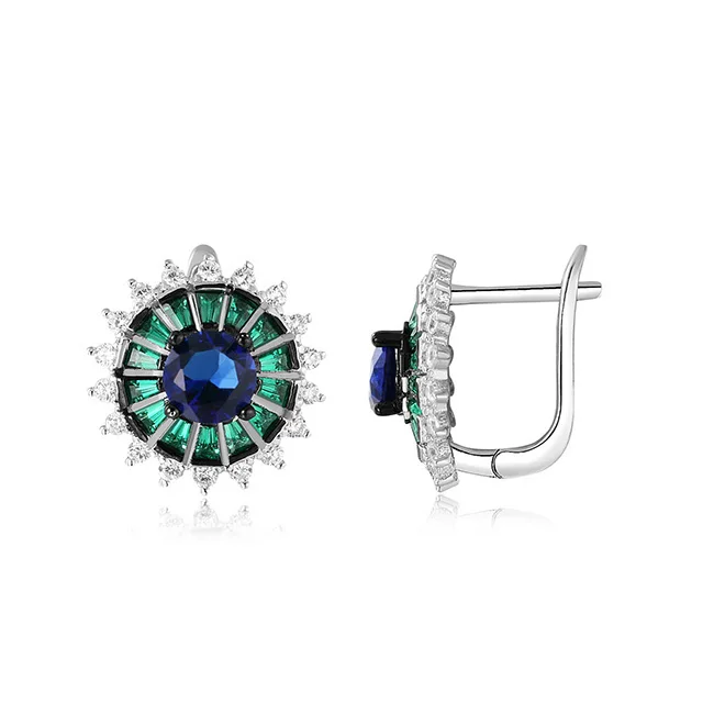 fashion Design Russia Earrings Emerald and sapphire stone earring