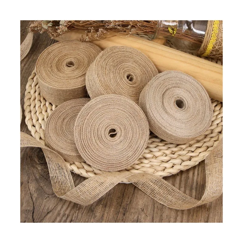 Натуральная лента из мешковины джутовая печатная для украшения