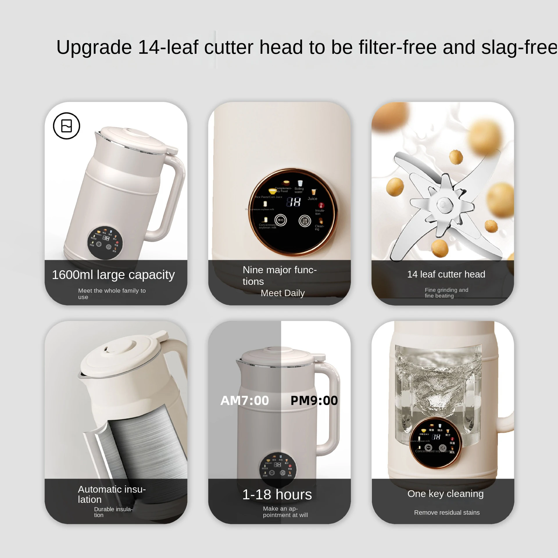 High quality Fully Automatic Large Capacity Soymilk Machine Household Mute No Dregs  Multifunctional for 1-2-5-6 People