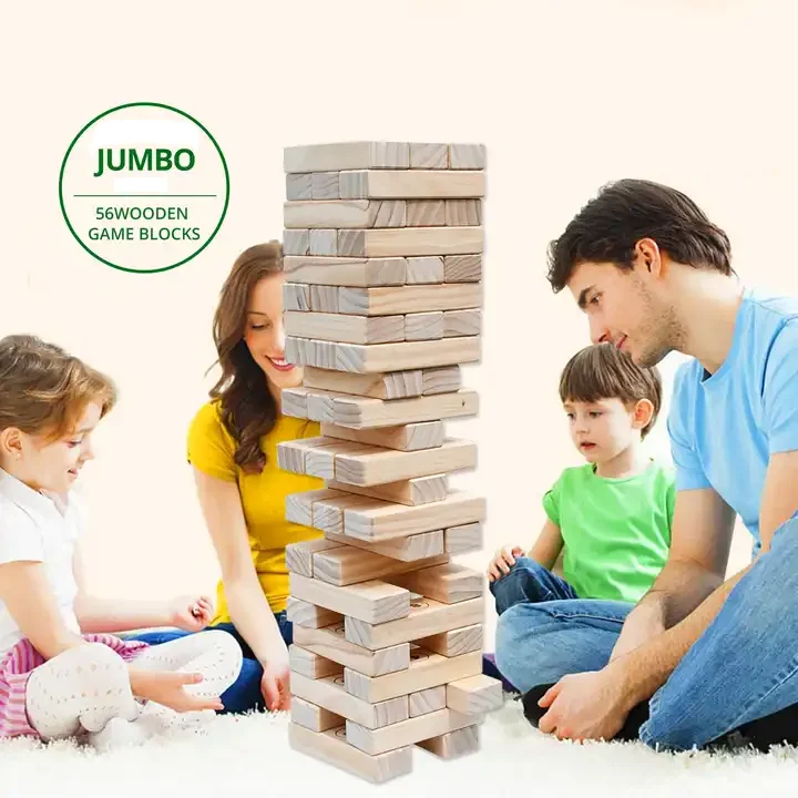 Custom Giant Janga Wood Blocks Game Set Jumbo Classic Wooden Tower Game De Madera Outdoor for Adults in Box Unisex Wood Bricks