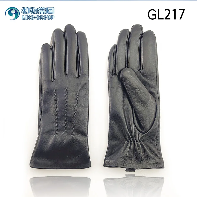 High Quality Black Warm Winter Driving Sheepskin Leather Work Gloves for Men Women Plain Style Color Feature