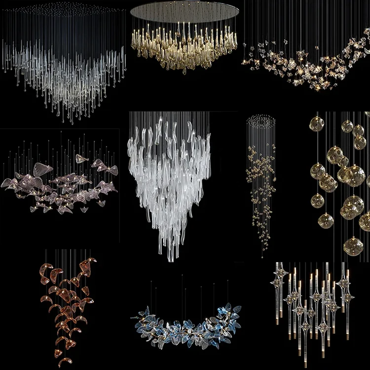 modern lighting pendant lamparas colgantes de techo hanging lighting waterfall villa dining room hotel  led chandelier