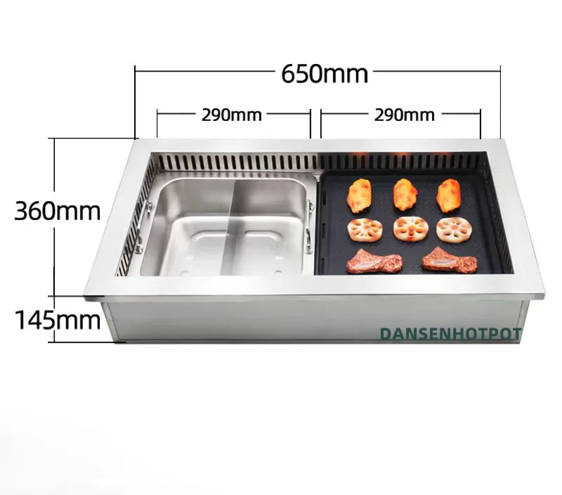 Downward smokeless hotpot equipment 2000W 1500w hotpot korean bbq grill table