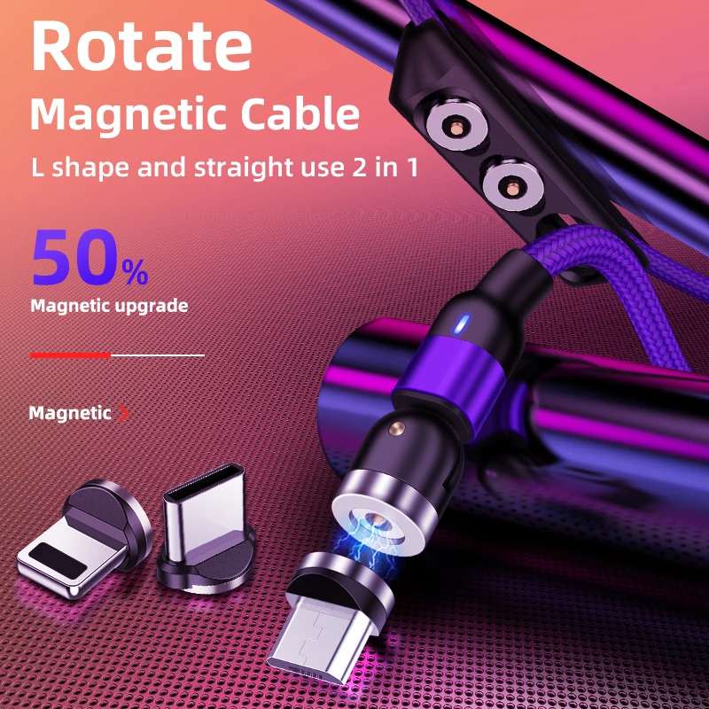 
360 Rotate usb magnetic charging cable magnetic charger cable 