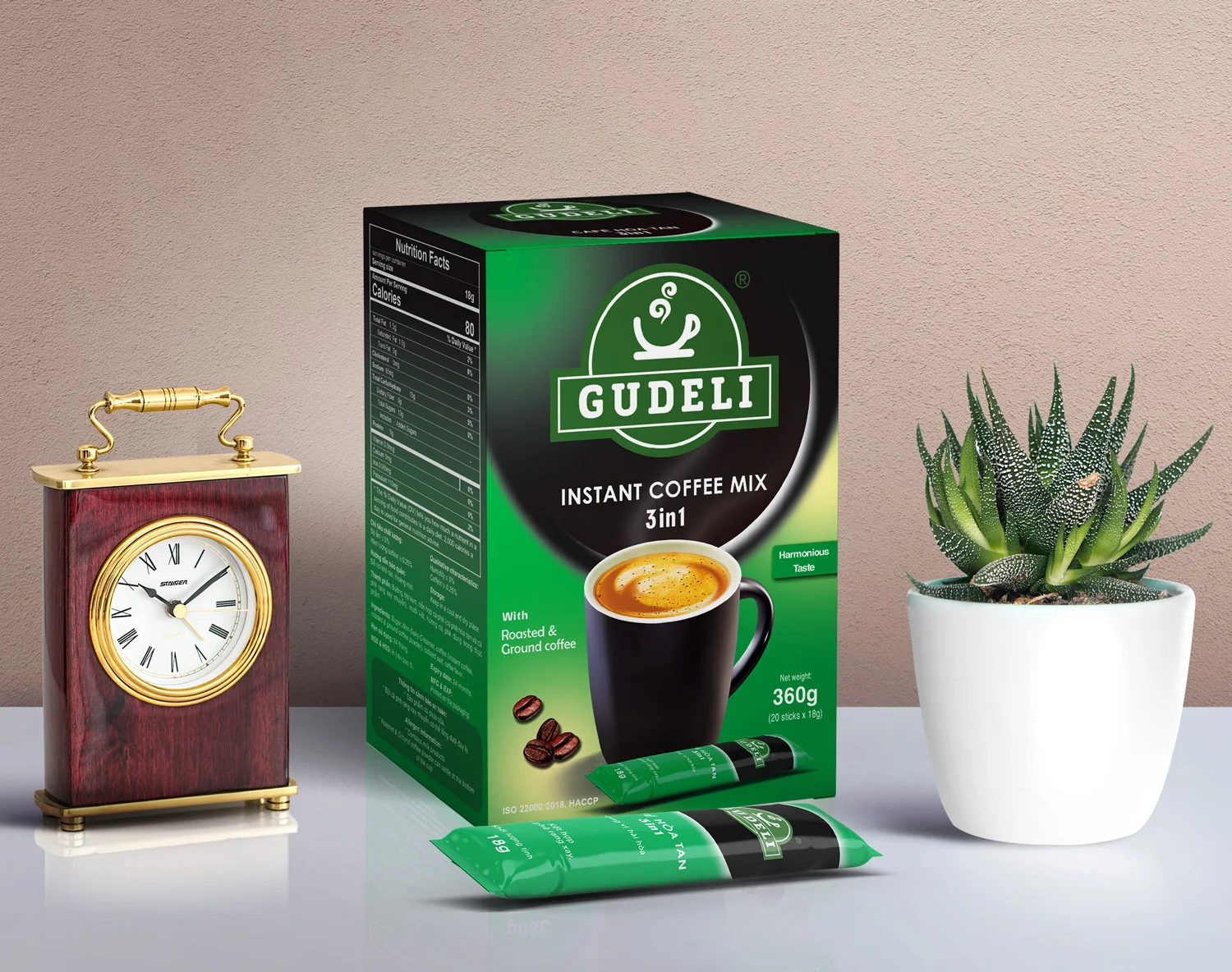 
Vietnamese Instant coffee 3in1 GUDELI coffee mix BOX 360G (20 STICK X 18G) 