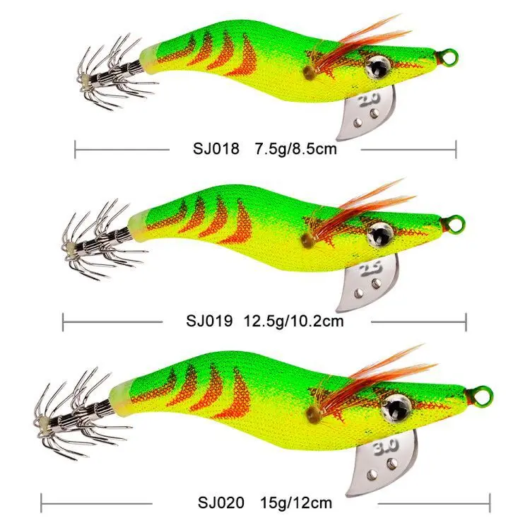 YIBAO 7.5g 12.5g 15g Squid Jigs Hard Plastic Shrimp Cuttlefish Squid Fishing Lure with Hooks Tackles Swimbait Squid Lures bait