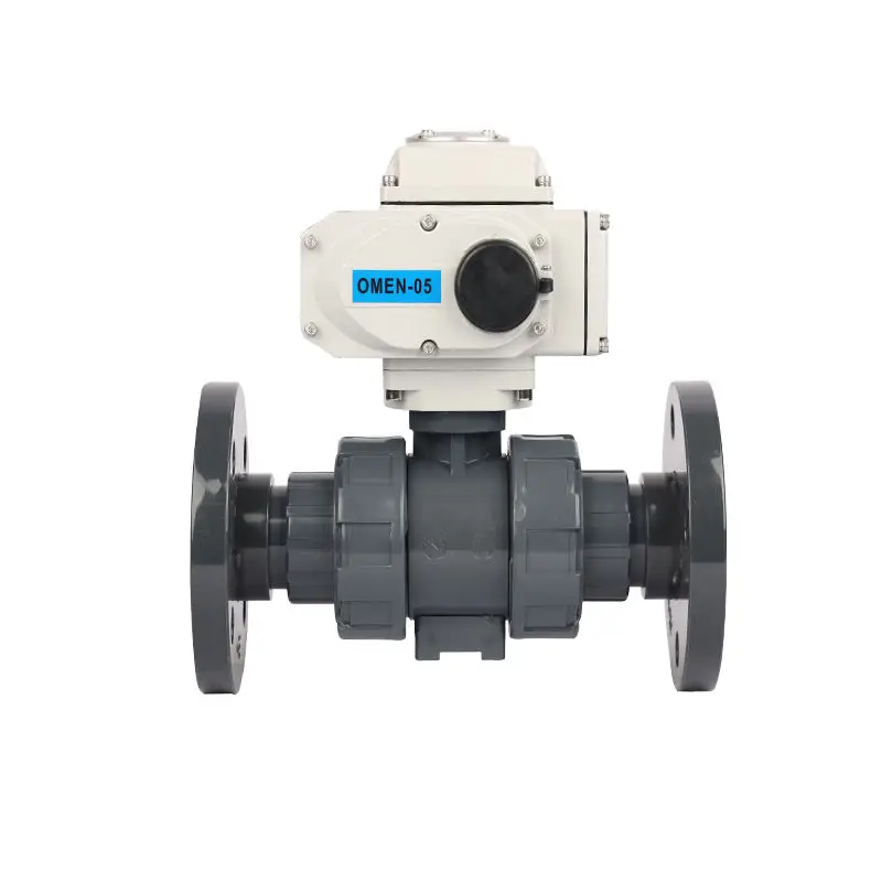 Motorized Control Wate Flow Actuated Valves Electric Actuator UPVC 2 Way Flange Ball Valve
