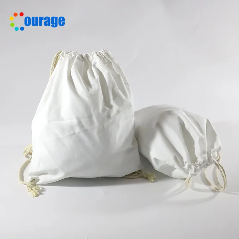 Polyester canvas fabric 34*40cm sublimation drawstring backpack bag for Storage