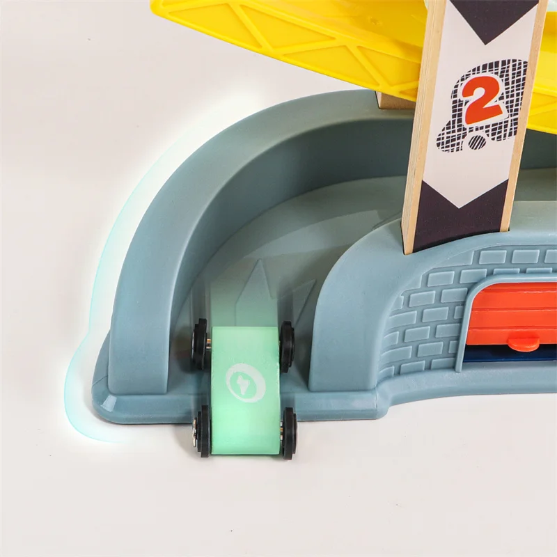 TopBright Toddler Baby Motor Skills Race Tracks Car Ramp Vehicle Playsets Wooden Race Track Car Ramp Toys