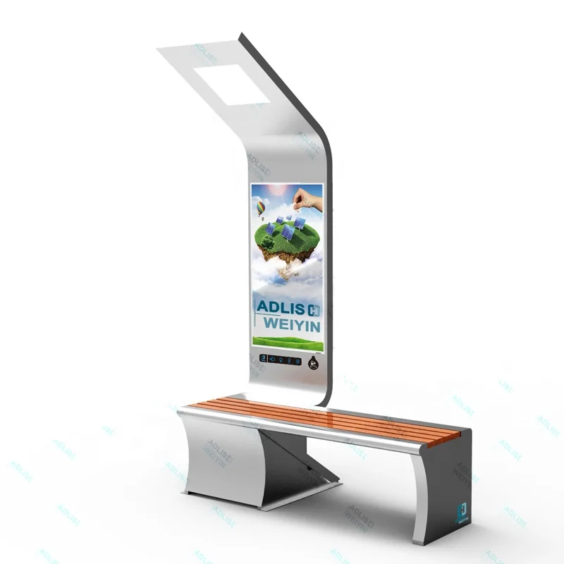 Smart Solar LED lighting Box Advertising Display Bench for Outdoor Park