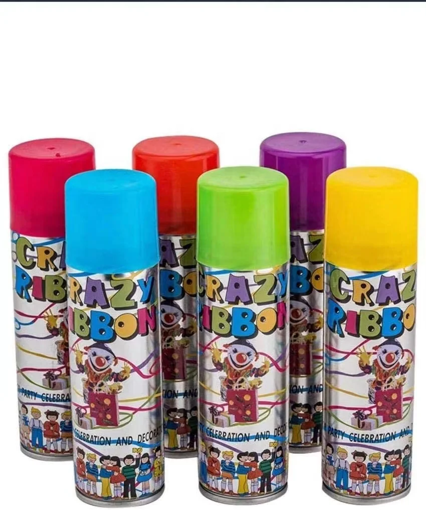 Красочные глупые струнные спрей, оптовая продажа, биоразлагаемый сумасшедший день рождения, праздничное празднование