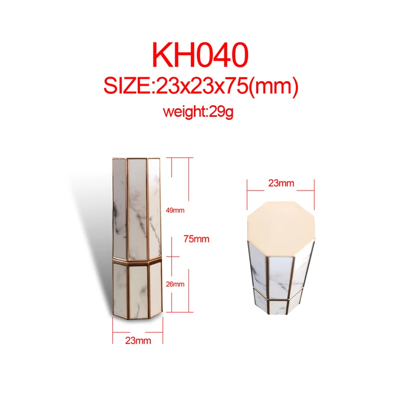 KH040 Octagon ABS cosmetic tube fancy lipsticks marble lip gloss containers tubes packaging