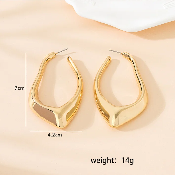 Big Exaggerated Water drop Dangle Earrings for Women Gold Color Metal geometry Irregular earrings Jewelry