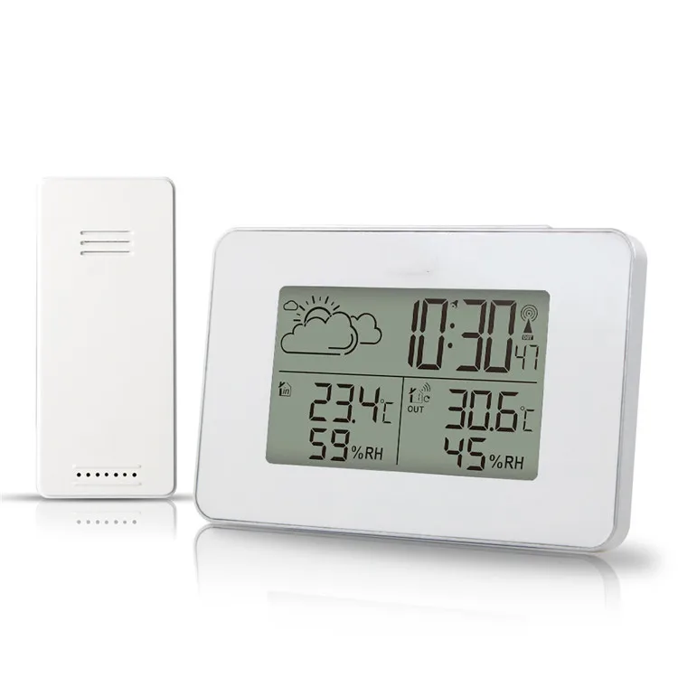 Factory Custom White Led Calendar Digital Desk Clock With Lcd Display Weather Forecast Digital Thermometer Alarm Clock