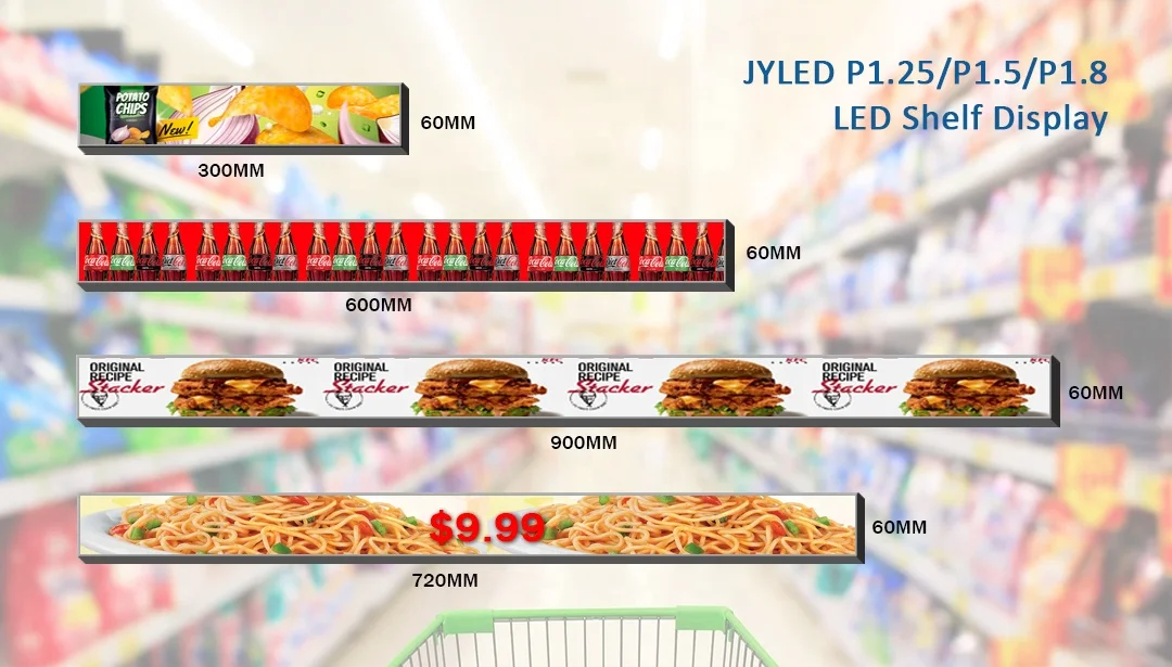 LED Shelf Display P1.5mm P1.2 P1.8 High Resolution Video Display Advertising Indoor Full Color for Retail Stores Customized Size