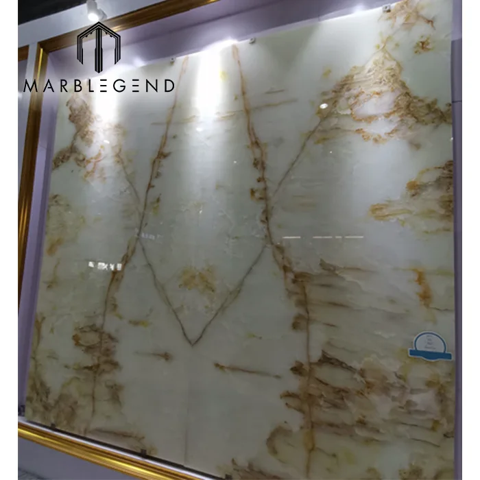 Free Design backlit onyx panel Bathroom book matched feature wall onyx transparent white onyx marble