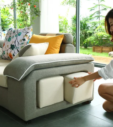 Modern Living Room Furniture Modern Fabric Sofa Simple Living Room Furniture Leather Sofa L-shaped Variable Sofa