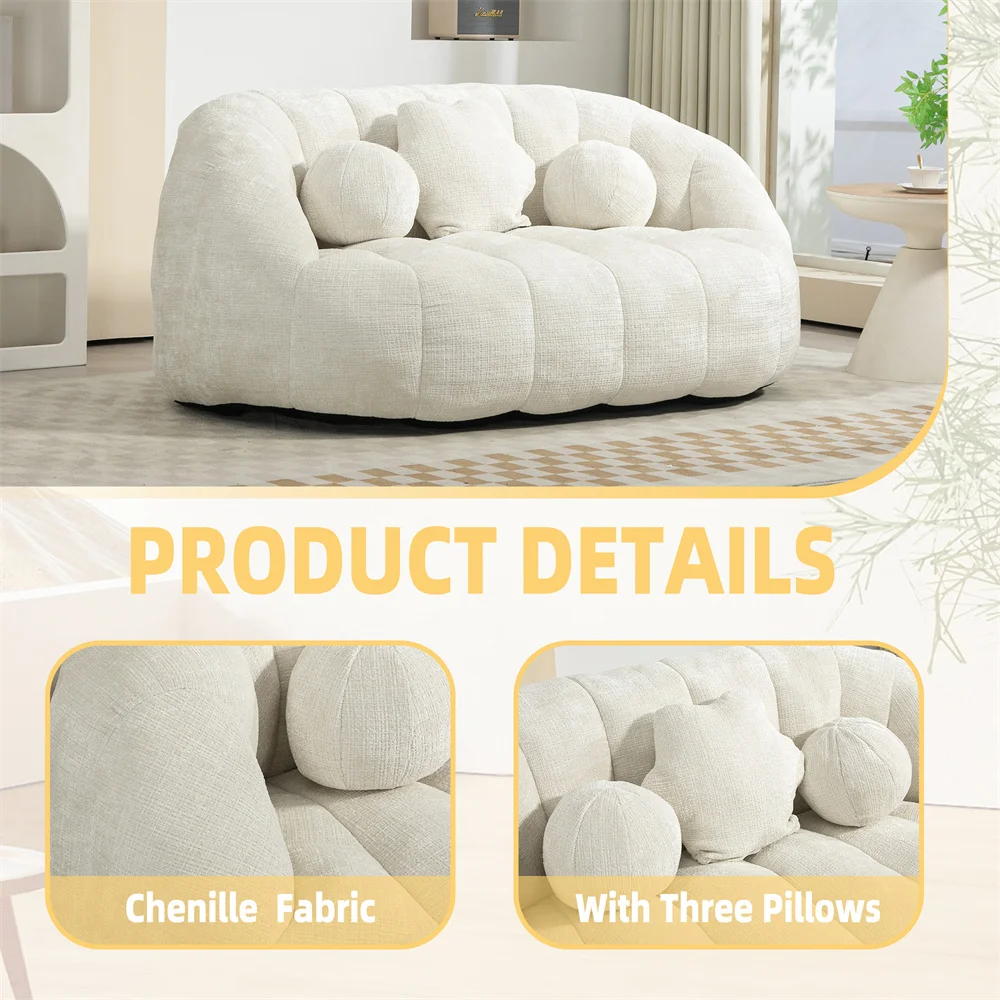 Manufacturer Chenille Fabric Lazy Sofa Accent Floor Soft Lounge Chair Bean Bag Sofa Chair Supplier for Bedroom