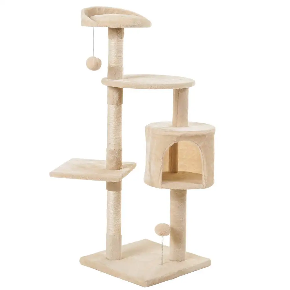 Hot selling  Luxury Indoor cat activity center cat tree house cat toys with soft plush faux fur