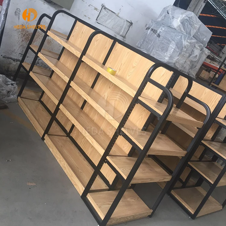  Деревянные стеллажи HEDA для розничного магазина HDF дисплей супермаркета металлическая полка и продуктовые деревянные