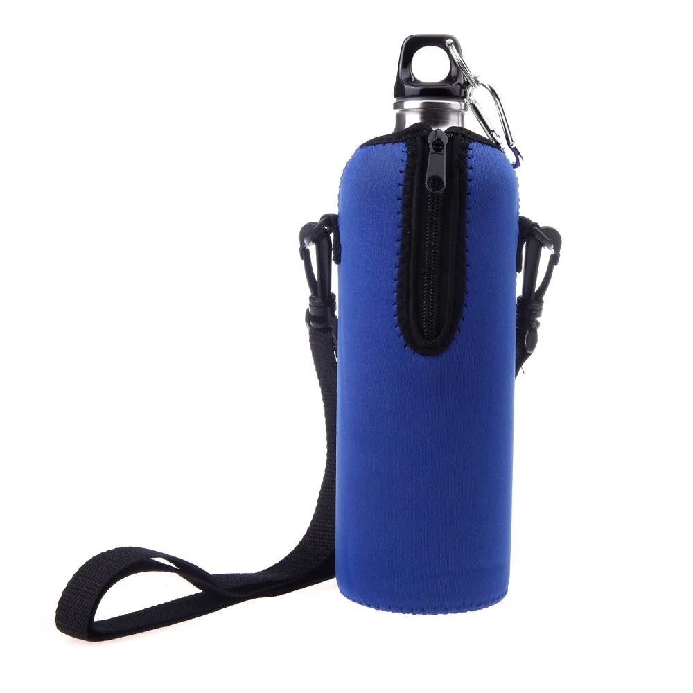 thermal aluminum hiking neoprene water bottle cover strap shoulder holder bag