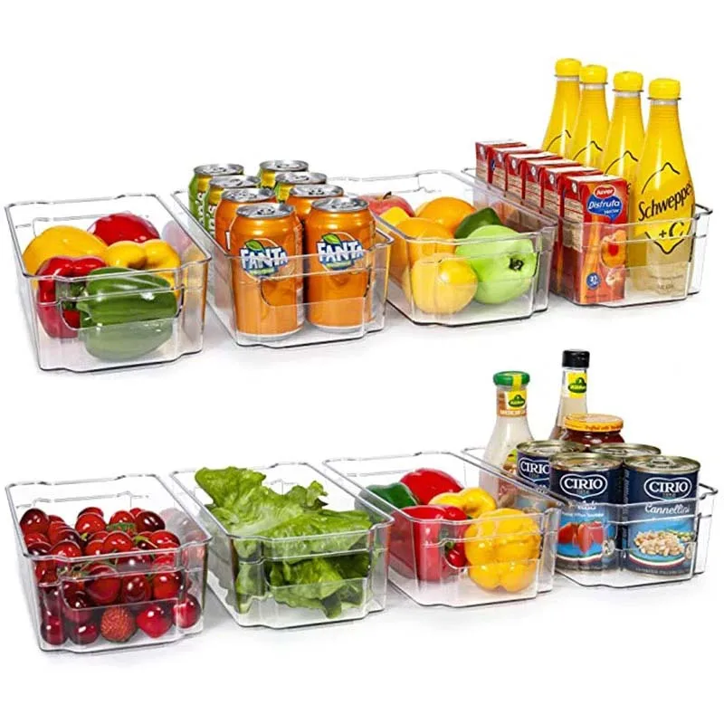Hotselling BPA FREE Refrigerator Clear Food Storage Basket with Handle