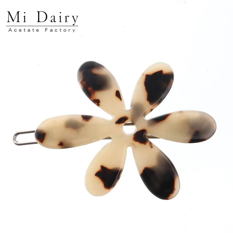 MiDairy tortoiseshell color flower shaped side hairpin hair grips alligator  clips for women girls 830070