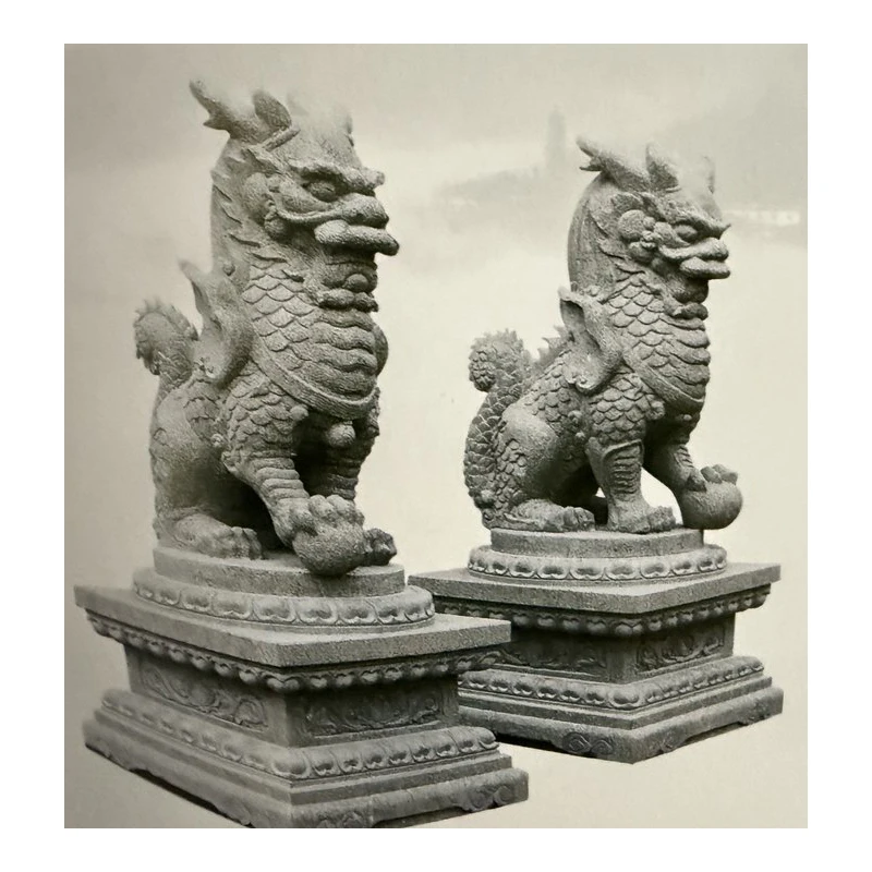 Резная китайская статуя из натурального камня Qilin белая мраморная Kylin скульптура для сада
