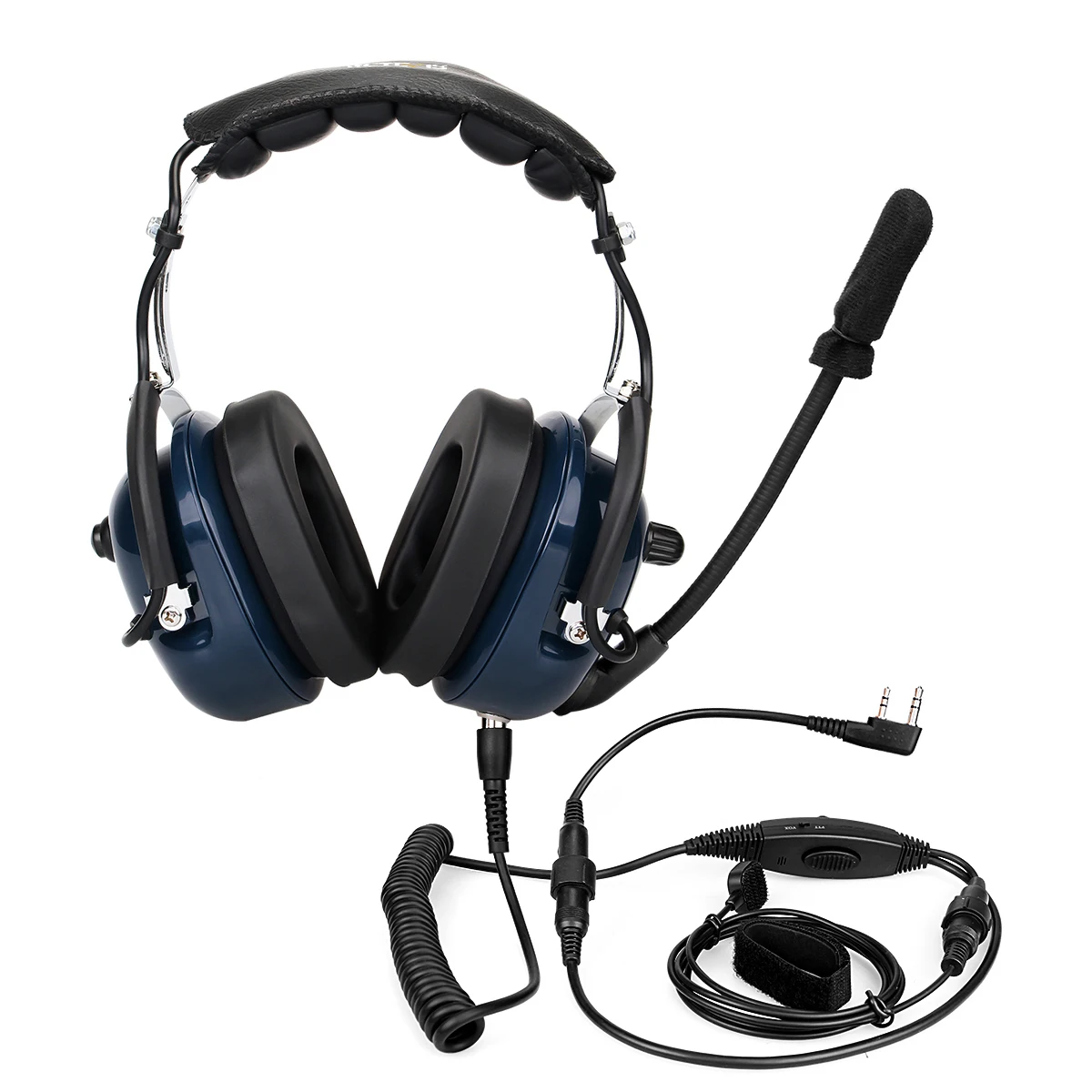 Blue VOX Volume Adjustment Speaker Noise Reduction Aviation MIC Headset with Finger PTT for Kenwood Retevis Retevis EH050K
