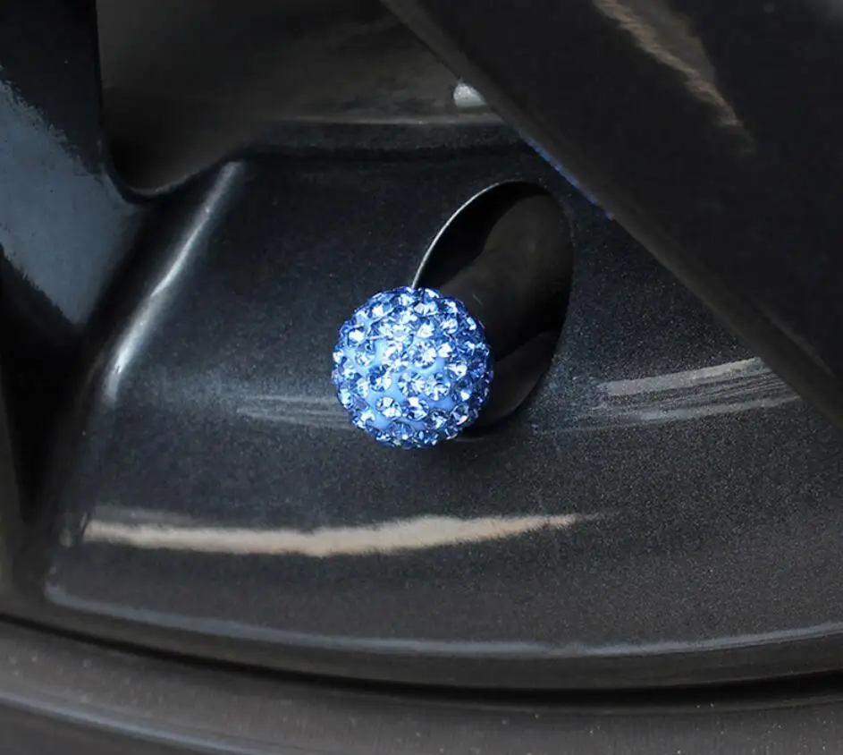 Blue Pink White Red Crystal Bling Car Tire Valve Caps Diamond Shining Dust-proof Wheel Valve Cover Vehicle