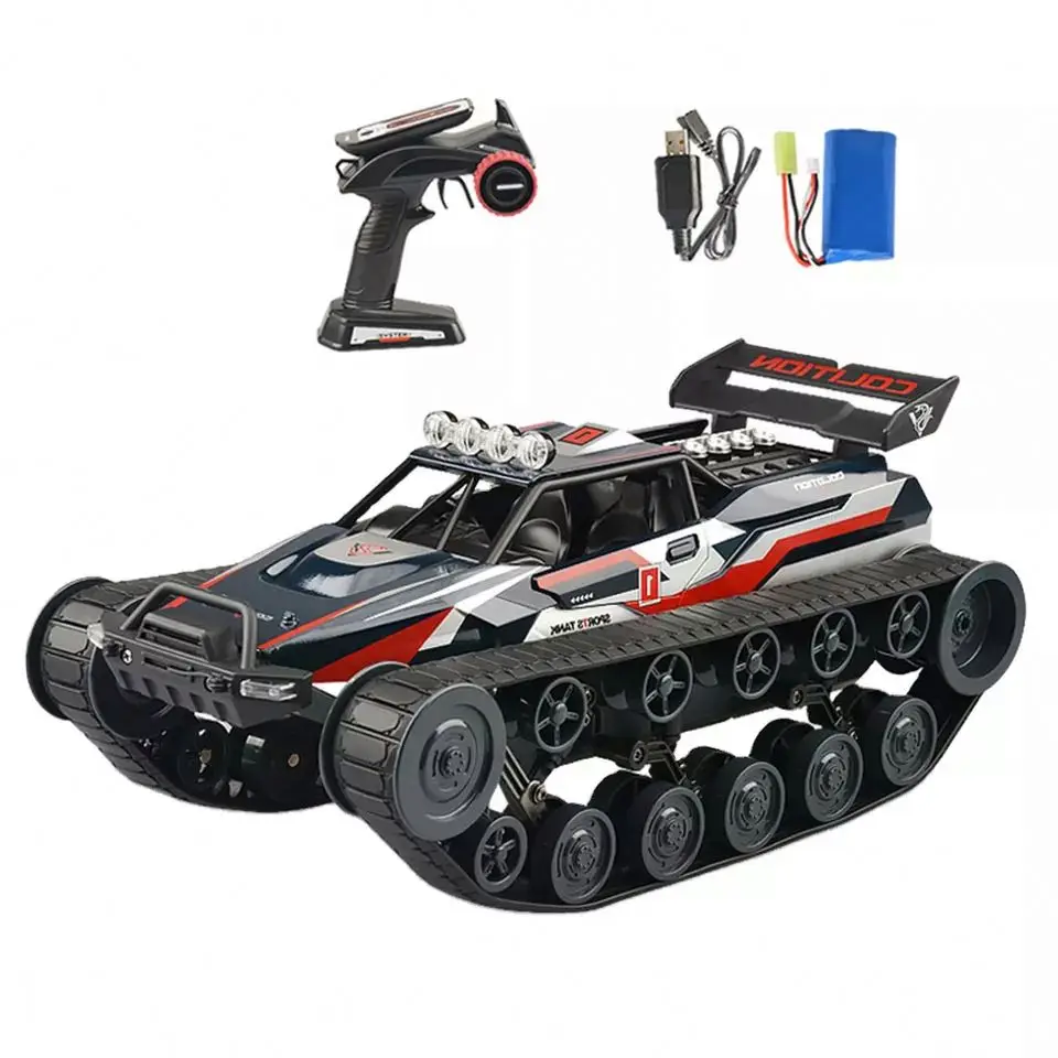 flyxinsim 2.4G JJRC 2063 RC Car Tank Remote Control Toy Car Hight Speed Metal Crawler Military Tail remote control toy tank