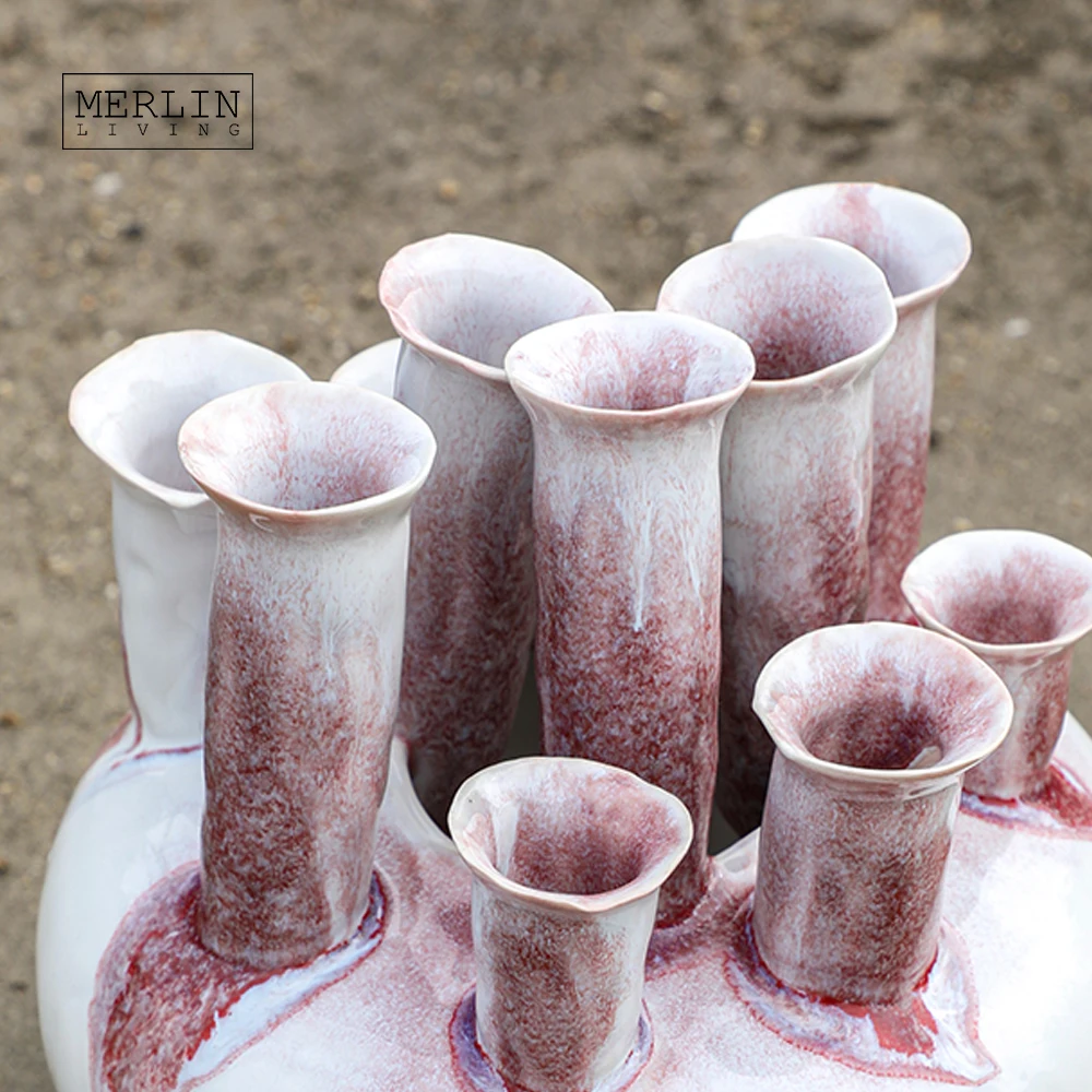 Merlin Living handmade Ceramic vase for home decor table vase glazed white vase Chaozhou Ceramic Factory OEMODM Custom