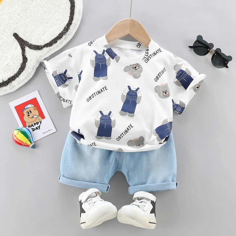 2022 latest design fashion boys clothing summer low prices Cartoon  baby boy clothes 3 years Baju budak borong murah