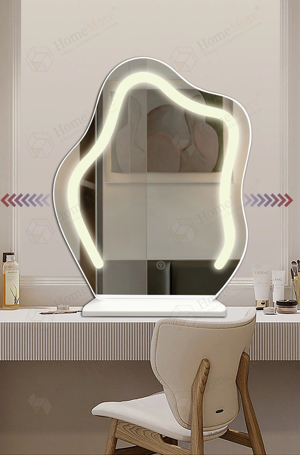 Hot sale on Irregular anti rust asymmetry Vanity LED mirror Modern design wall mounted mirror Resort Hotel Use Anti-fog