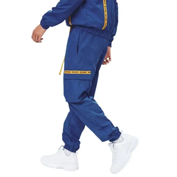 Popular Design Nylon Track Suit Men Cotton Velour Sweatsuit Logo Tracksuit