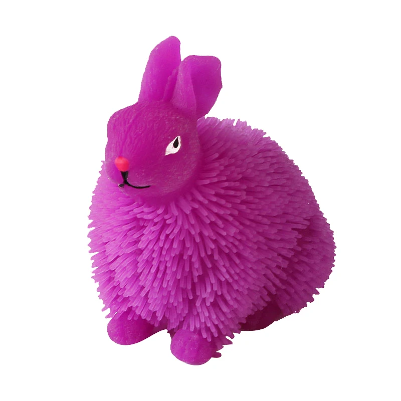 New Custom Light Up Flexible Rabbit Puffer Ball for Kids Animal Squishy Stress Relief Flashing Toys Wholesale