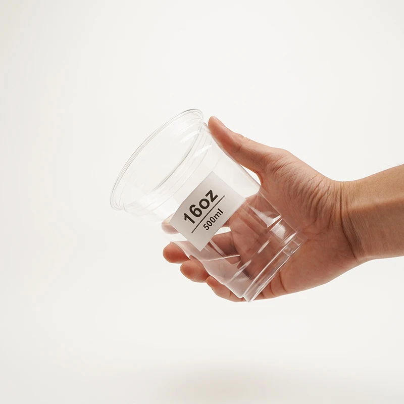 Logo Branded Print 12oz 16oz 24oz 32oz Sealable Coffee Juice Smoothie Clear PET Plastic Cup For Bubble Tea