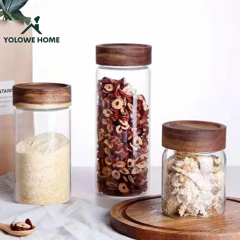 YOLOWE HOME Modern Design Airtight Glass Jars with Screw Lids Food Storage Containers Candy Coffee Party Foods Kitchen Storage